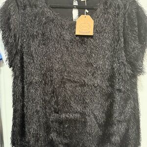 Kori America Black Fuzzy Top